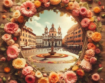 PDF Italia Roma Patrón de punto de cruz contado, Paisaje de la ciudad Descarga instantánea Formato digital