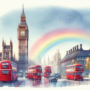 PDF Big Ben Londen, Engeland, rode bus Europa geteld kruissteekpatroon, stadslandschap direct downloaden digitaal formaat