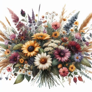 PDF Wild Field bloemboeket Geteld kruissteekpatroon Digitale X-steekgrafiek modern Instant Download digitaal formaat