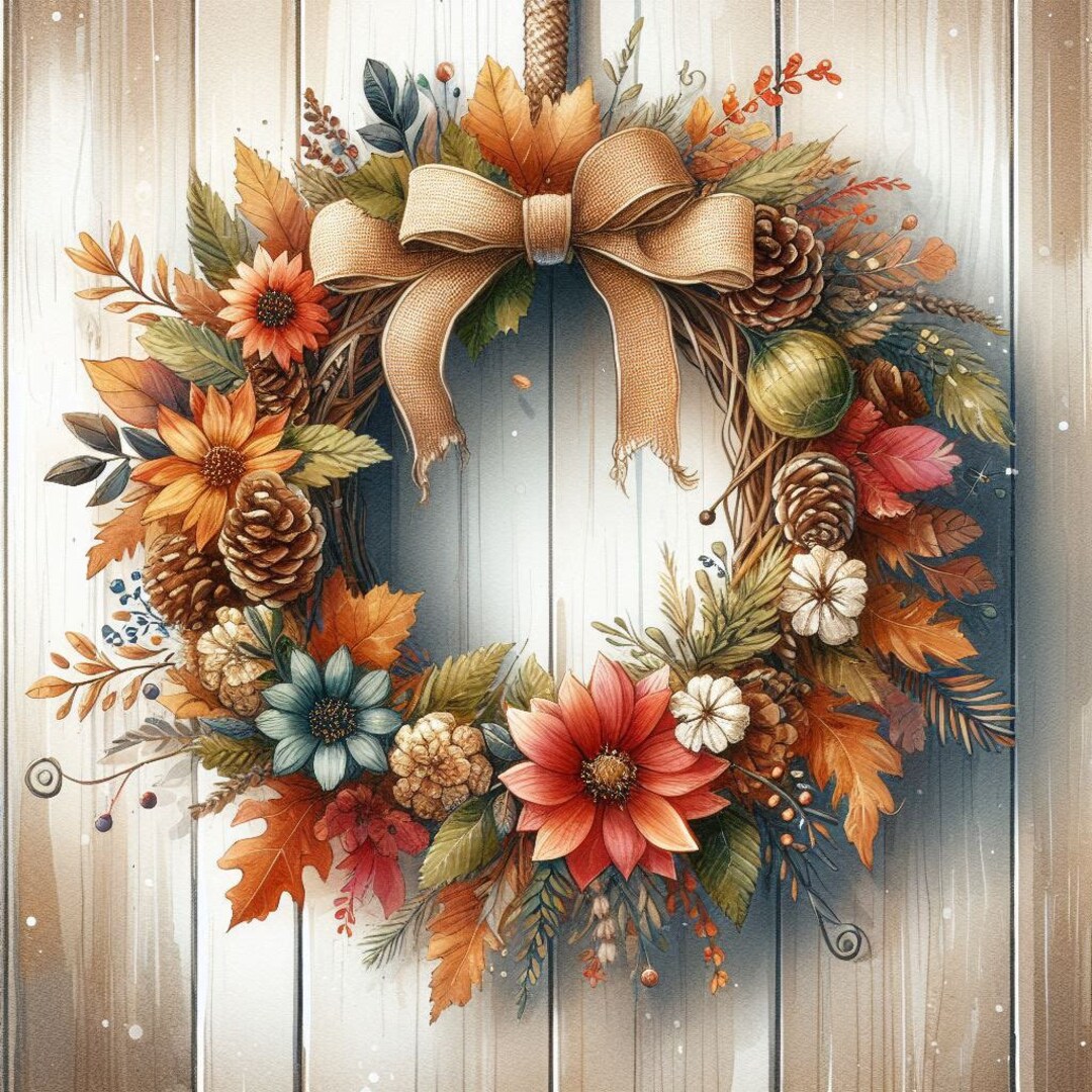 PDF Autumn Fall Wreath - Cross Stitch Pattern Digital Format Cross ...