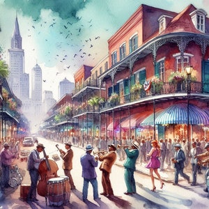 PDF Jackson Square Nueva Orleans, Bourbon Street, Jazz, Patrón de punto de cruz contado, Paisaje de la ciudad Descarga instantánea formato digital