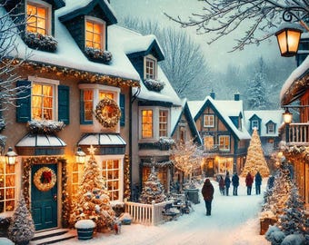 PDF Christmas Street Houses, Cross Stitch pattern, Christmas Storefront Village, Cross Stitch chart, Winter Landscape, PDF Instant Download