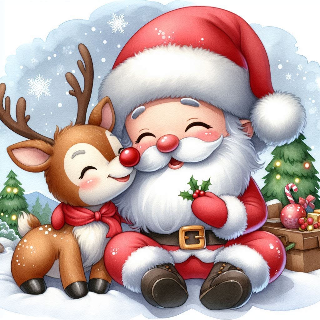 Santa With Rudolf PDF Santa Claus With Rudolf Counted Cross Stitch Pattern, Instant ...