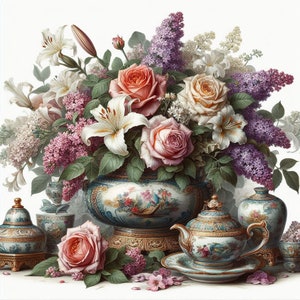 PDF Flowers Still life Counted Cross Stitch Pattern, Roses Instant Download Digital format