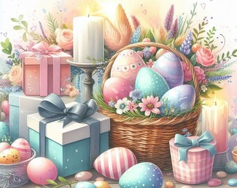 PDF Easter Cross Stitch pattern, Easter Egg Holiday Cross Stitch, Eggs Gifts design, Holly Easter PDF Instant Download, Spring cross stitch.