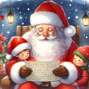 Patrón de punto de cruz contado de Papá Noel navideño en PDF, punto de cruz de Papá Noel, diseño de regalo, lista de deseos, árbol de Navidad, comprobando su lista