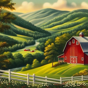 PDF Ohio State, Counted Cross Stitch Pattern, Cross Stitch, Flowers Field, Summer Landscape, Country Village, Instant Download Chart