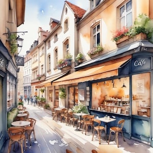PDF European Street, Counted Cross Stitch Pattern, European Cafe, Old City, Summer Landscape, Instant Download, Digital format