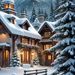 PDF Winter Night House Counted cross stitch pattern Digital X-stitch chart modern Instant Download Digital Format