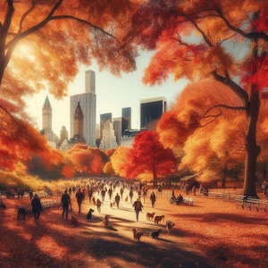 PDF Times Square, Patrón de punto de cruz contado, Nueva York, Central Park en otoño, Paisaje urbano, Descarga instantánea, Gráfico digital