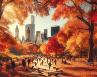 PDF Times Square, Patrón de punto de cruz contado, Nueva York, Central Park en otoño, Paisaje urbano, Descarga instantánea, Gráfico digital