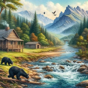 PDF Tennessee State, Mountain, Kreuzstichmuster, Digitale Kreuzstichvorlage, Sommer Landschaft, Fluss, Kreuzstichmuster