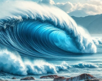 PDF Ocean Wave Counted cross stitch pattern seascape Digital cross stitch chart seascape Sea PDF cross stitch pattern