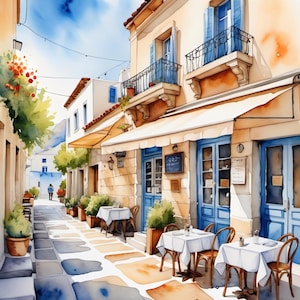 PDF European Street, Counted Cross Stitch Pattern, European Cafe, Old City, Greek Cafe, Summer Landscape, Instant Download, Digital format