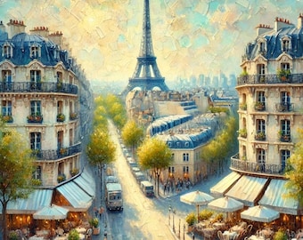 PDF Paris France, Eiffel Tower, European Street Cafe, Counted Cross Stitch Pattern, Summer Cityscape, Instant Download PDF, Digital chart
