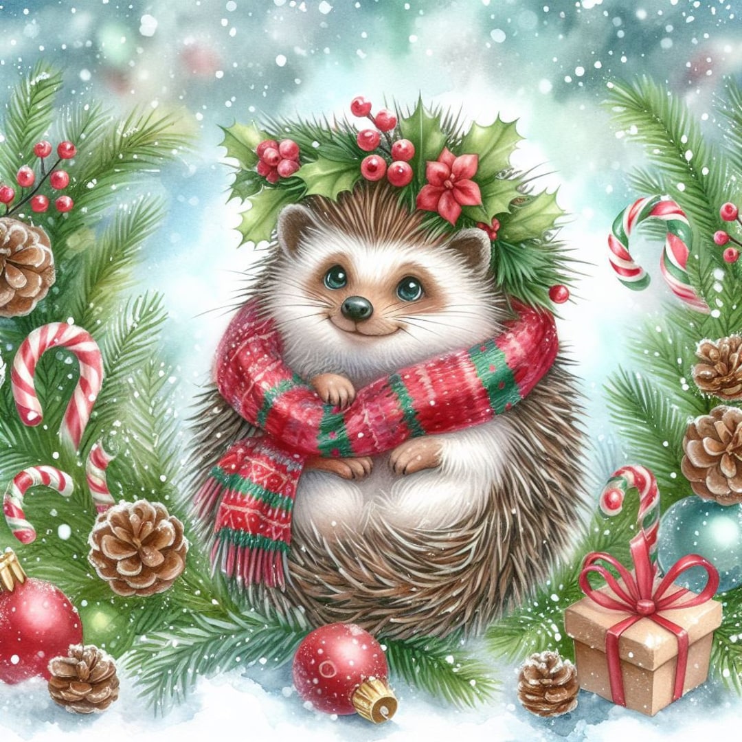PDF クリスマス ハリネズミ クロスステッチ パターン、動物クロス