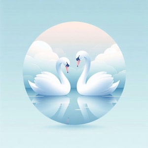 Romantic Swan Couple Cross Stitch Pattern – Elegant Birds on Water with Floral Accents – Wedding or Anniversary Embroidery Design Decor