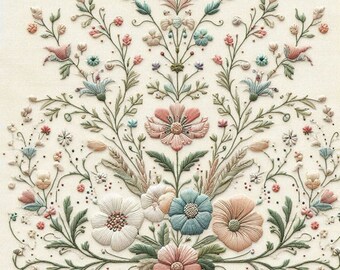 PDF Floral Motifs Counted Cross Stitch Pattern Digital X-stitch chart Vintage Instant Download Digital format