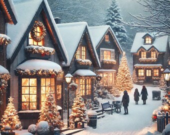 PDF Christmas Street Houses, Cross Stitch pattern, Christmas Storefront Village, Cross Stitch chart, Winter Landscape, PDF Instant Download