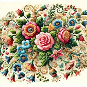PDF bloemmotieven, geteld kruissteekpatroon, digitale kruissteekkaart, vintage boeketpatroon, wilde bloemen, Instant Download