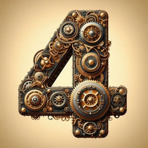 PDF Steampunk número 4, ponto cruz, compatível com padrão de tamanho grande PDF download digital instantâneo 14, 16, 18, 22 quilates impressão em cores BW