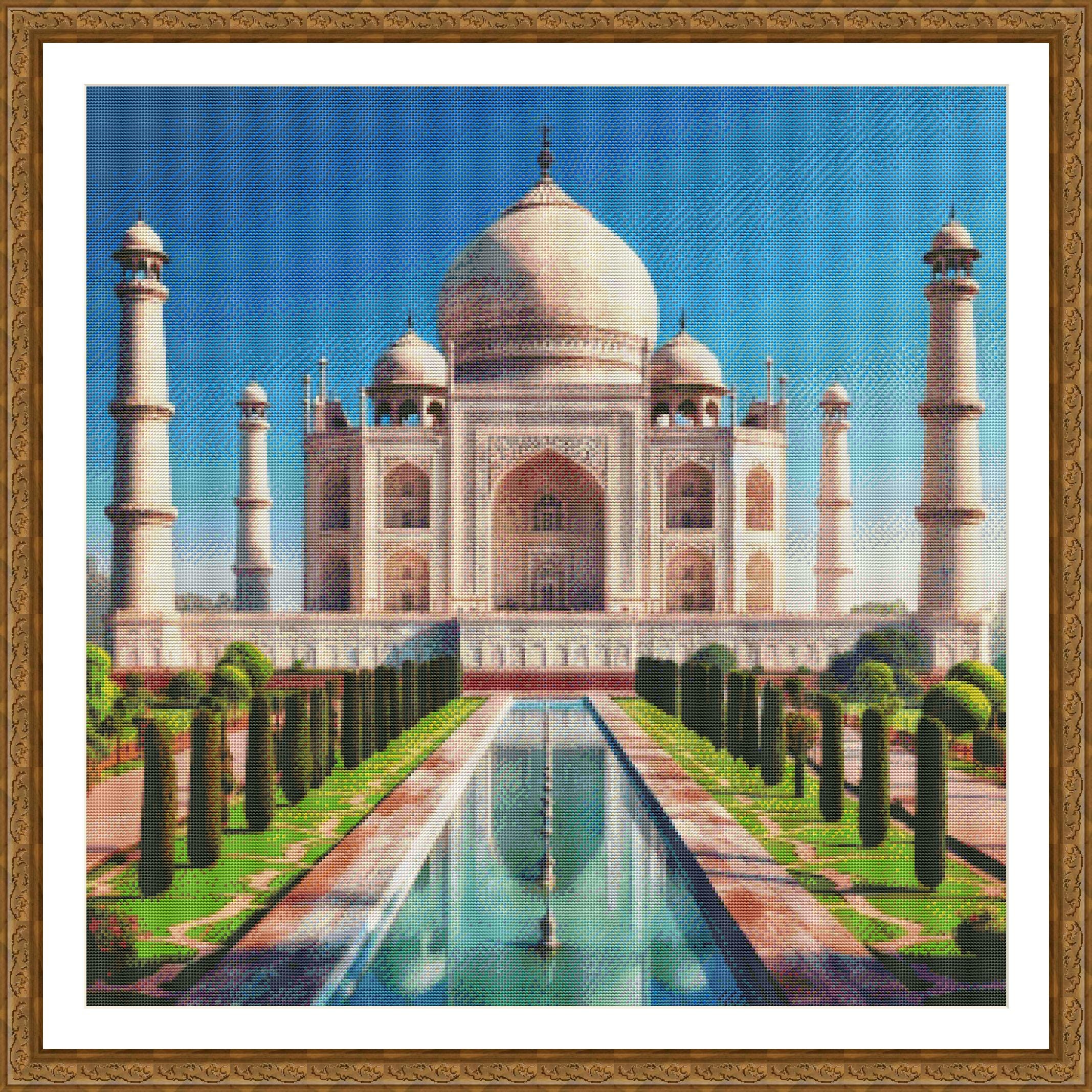 PDF Taj Mahal, Counted Cross Stitch Pattern, Flowers, Asian
