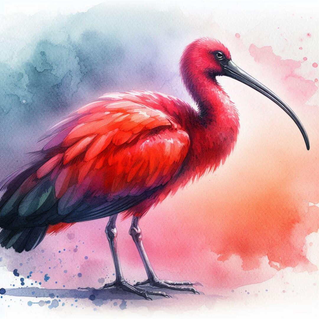 PDF Scarlet Ibis Cross Stitch Pattern, Tropical Bird, Exotic