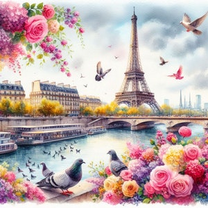 PDF Summer in Paris France Eiffel Tower Counted Cross Stitch Pattern, City Landscape Instant Download Digital format