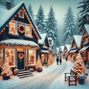 PDF Christmas Street Houses, Cross Stitch pattern, Christmas Storefront Village, Cross Stitch chart, Winter Landscape, PDF Instant Download