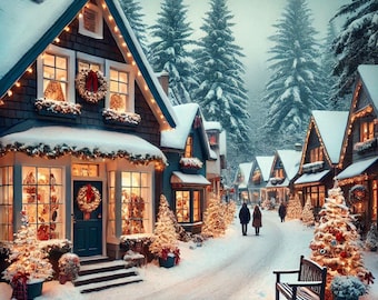 PDF Christmas Street Houses, Cross Stitch pattern, Christmas Storefront Village, Cross Stitch chart, Winter Landscape, PDF Instant Download