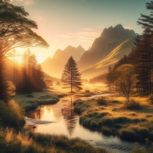 PDF Berg Sonnenaufgang Kreuzstichmuster, Sommer Landschaft Sofortiger Download digitale vorlage