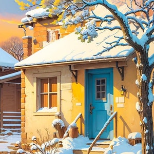 PDF eerste sneeuw geteld kruissteekpatroon, landschap Instant Download digitaal formaat