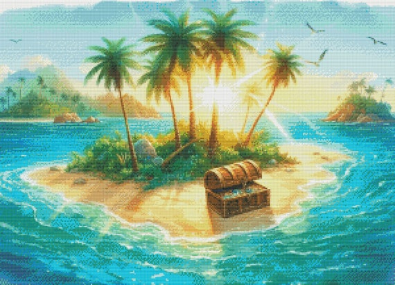 PDF トレジャーアイランド クロスステッチパターン 海景 デジタル