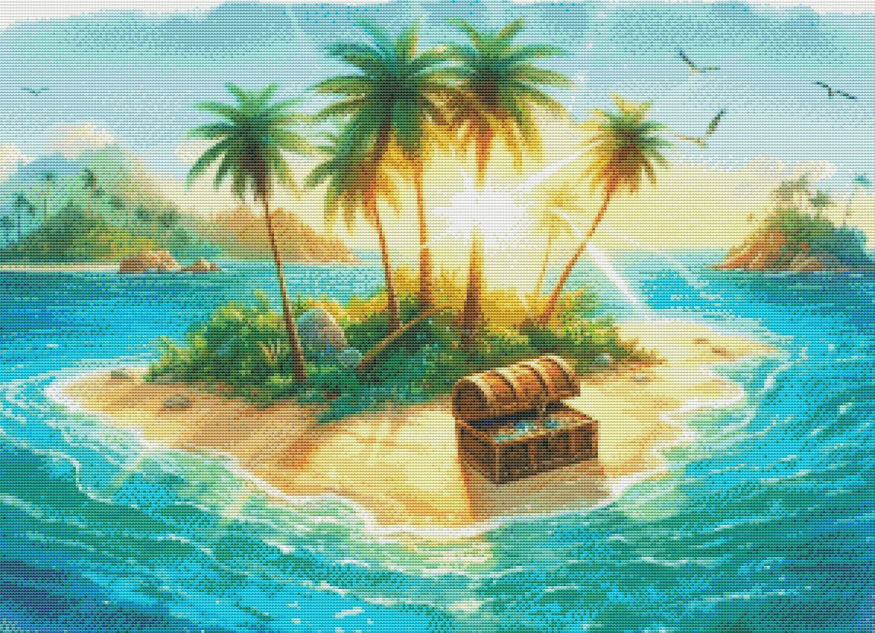 PDF トレジャーアイランド クロスステッチパターン 海景 デジタル