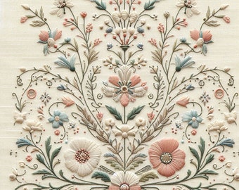 PDF Floral Motifs Counted Cross Stitch Pattern Digital X-stitch chart Vintage Instant Download Digital format