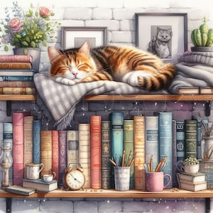 PDF Sleeping Cat Cross Stitch pattern, Cross Stitch, Gift design, PDF Instant Download.