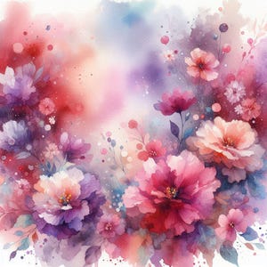 Flores silvestres en acuarela, patrón de punto de cruz contado, ramo floral delicado, gráfico de arte abstracto, patrón moderno, descarga instantánea en PDF