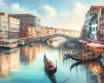 PDF Europe Venice Canal Italy Counted Cross Stitch Pattern, City Landscape Instant Download Digital format