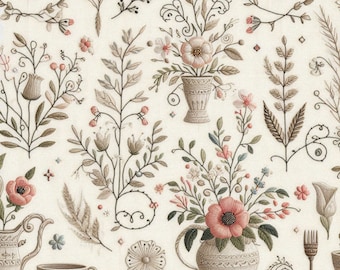 PDF Floral Motifs Counted Cross Stitch Pattern Digital X-stitch chart Vintage Instant Download Digital format