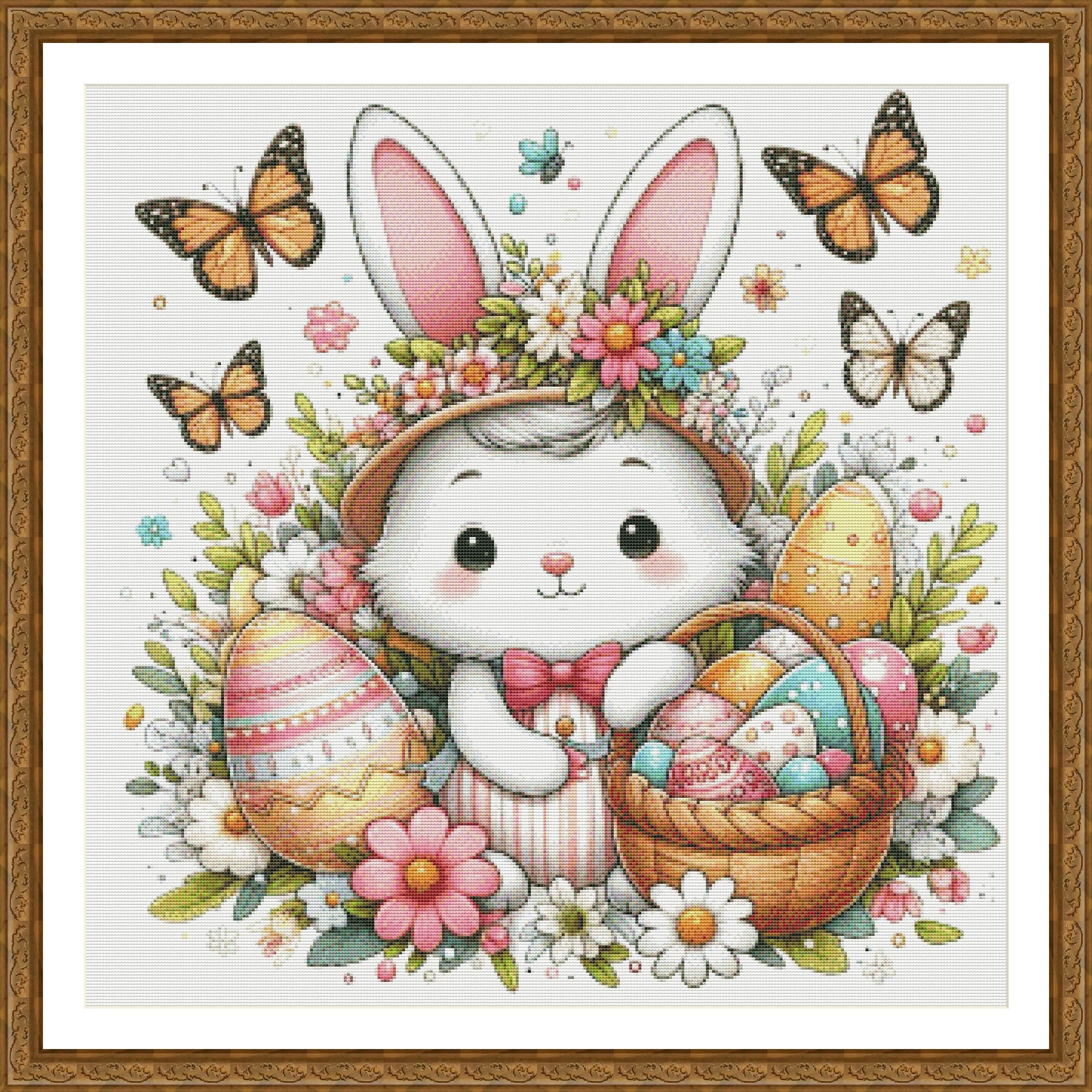 PDF Happy Easter Bunny Cross Stitch Pattern, Holiday Cross Stitch, Eggs ...