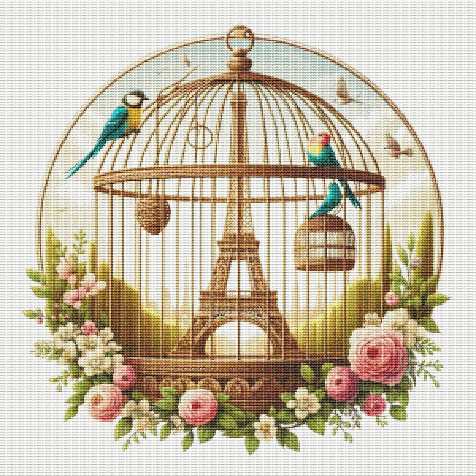 Curated visual reference: Eiffel Tower Bird Cage For Bird Lovers Reference: Pdf Paris France Eiffel Tower Bird Cage Counted Cross Stitch