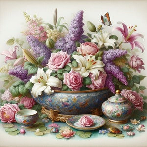 PDF Flowers Still life Counted Cross Stitch Pattern, Roses Instant Download Digital format