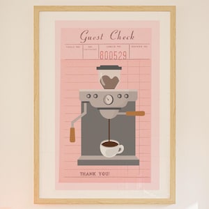 Guest Check Poster Guest Check Print Trendy Wall Art Trendy Print Retro Wall Art Aesthetic Prints Coffee Wall Art Coffee Bar Coffee Lover