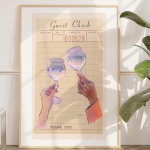 Guest Check Poster Affirmation Wall Art Orange Wall Art Beige Art College Decor Apartment Decor Dorm Essentials Digital Download Friend Gift