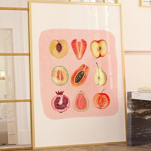 Sliced Feminine Fruit Art Print Fruity Sliced Vintage Poster Empowerment Print Body Positivity Woman Body Kitchen Wall Art Bathroom Wall Art