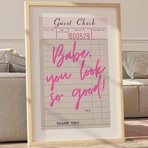 Gast Check Wand Kunst Großes Kunst Digital Download Home Dekor Sie schauen so gut Gast Check Poster Retro Art Funky Poster Einzigartiges Geschenk Trendy