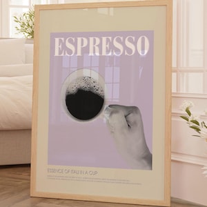 Plakat Espresso Wydruk kawy Włoska kawa Plakat retro Prezent na parapetówkę Wystrój kuchni Plakat z połowy wieku Minimalistyczny wydruk Miłośnik kawy