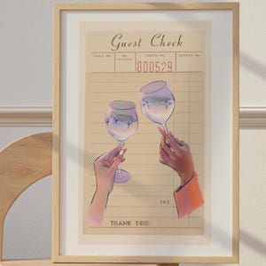 Guest Check Cheers Cocktail Print Trendy Kitchen Art Alcohol Poster Bar Cart Print Retro Style Guest Check Print Preppy Cocktail Printable