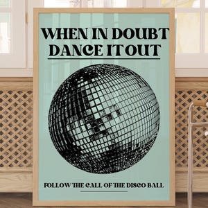 Turn it out Print Dancing Queen Disco Wand Dekor Diskokugel Retro Kunst Tanzmusik Print Typografie Digital Download Wandkunst