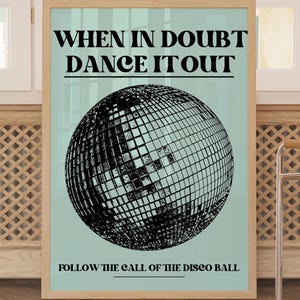 Turn it out Print Dancing Queen Disco Wand Dekor Diskokugel Retro Kunst Tanzmusik Print Typografie Digital Download Wandkunst